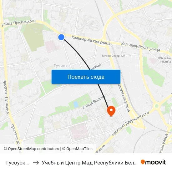 Гусоўскага to Учебный Центр Мвд Республики Беларусь map