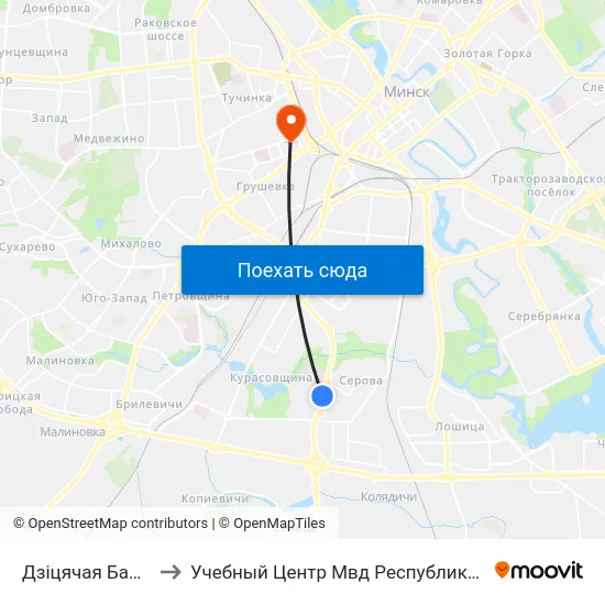 Дзіцячая Бальніца to Учебный Центр Мвд Республики Беларусь map