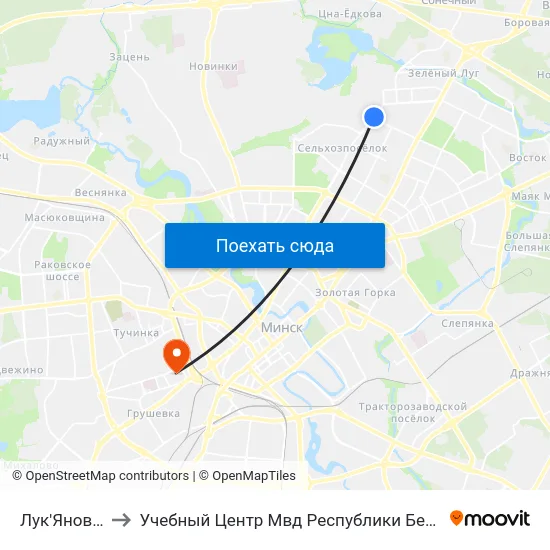 Лук'Яновіча to Учебный Центр Мвд Республики Беларусь map