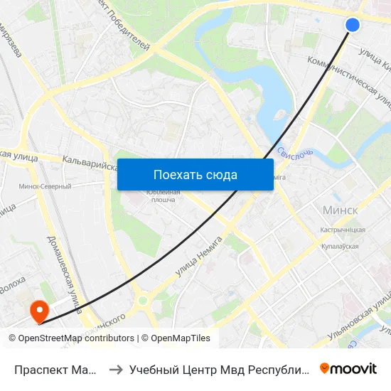 Праспект Машэрава to Учебный Центр Мвд Республики Беларусь map