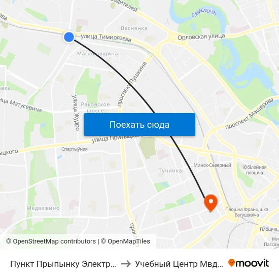 Пункт Прыпынку Электрацягнікоў Масюкоўшчына to Учебный Центр Мвд Республики Беларусь map