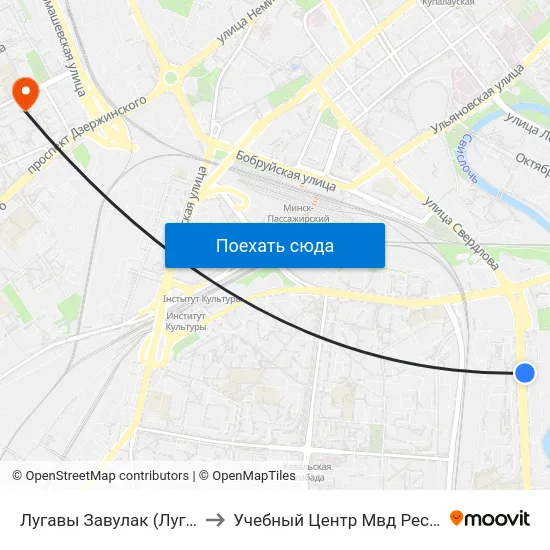 Лугавы Завулак (Луговой Переулок) to Учебный Центр Мвд Республики Беларусь map
