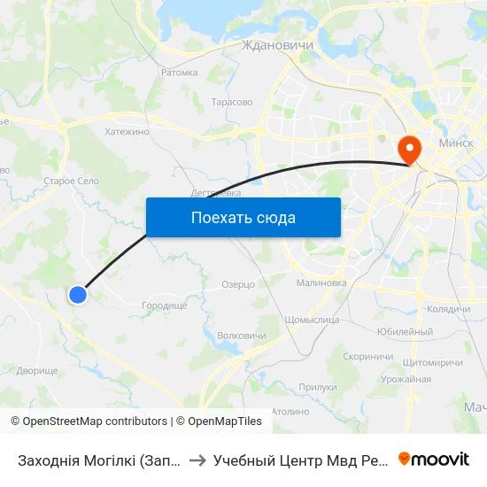 Заходнія Могілкі (Западное Кладбище) to Учебный Центр Мвд Республики Беларусь map
