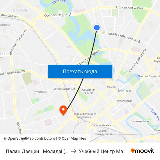Палац Дзяцей І Моладзі (Дворец Детей И Молодежи) to Учебный Центр Мвд Республики Беларусь map