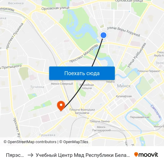 Пярэспа to Учебный Центр Мвд Республики Беларусь map