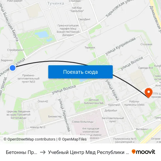 Бетонны Праезд to Учебный Центр Мвд Республики Беларусь map
