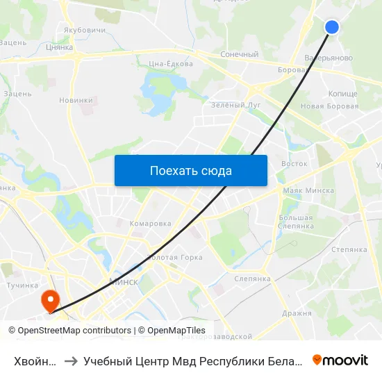 Хвойная to Учебный Центр Мвд Республики Беларусь map