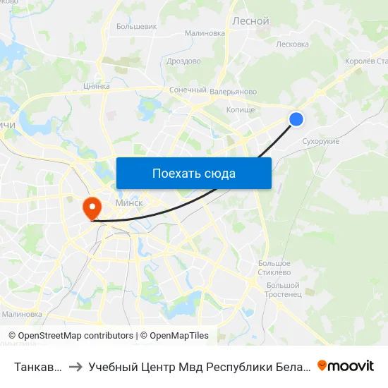 Танкавая to Учебный Центр Мвд Республики Беларусь map