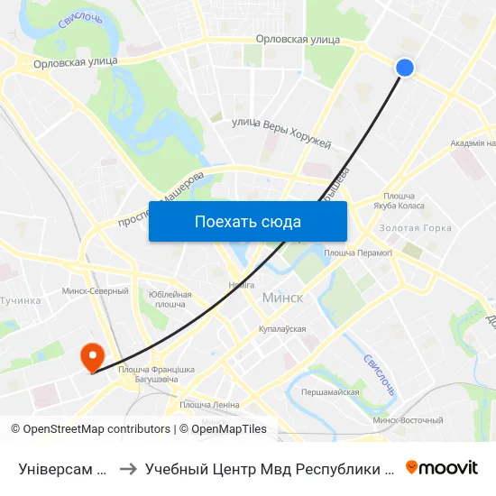 Універсам Рыга to Учебный Центр Мвд Республики Беларусь map