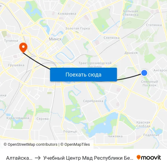 Алтайская-2 to Учебный Центр Мвд Республики Беларусь map