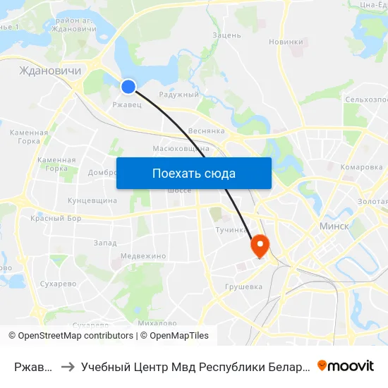 Ржавец to Учебный Центр Мвд Республики Беларусь map