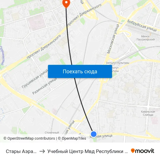 Стары Аэрапорт to Учебный Центр Мвд Республики Беларусь map