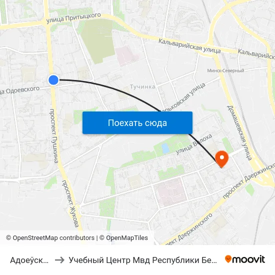 Адоеўскага to Учебный Центр Мвд Республики Беларусь map