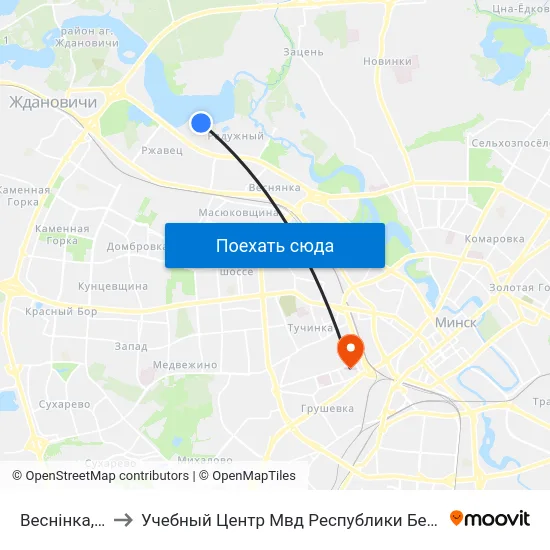 Веснінка, 10 to Учебный Центр Мвд Республики Беларусь map