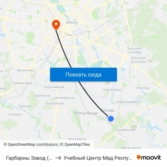 Гарбарны Завод (Кожзавод) to Учебный Центр Мвд Республики Беларусь map