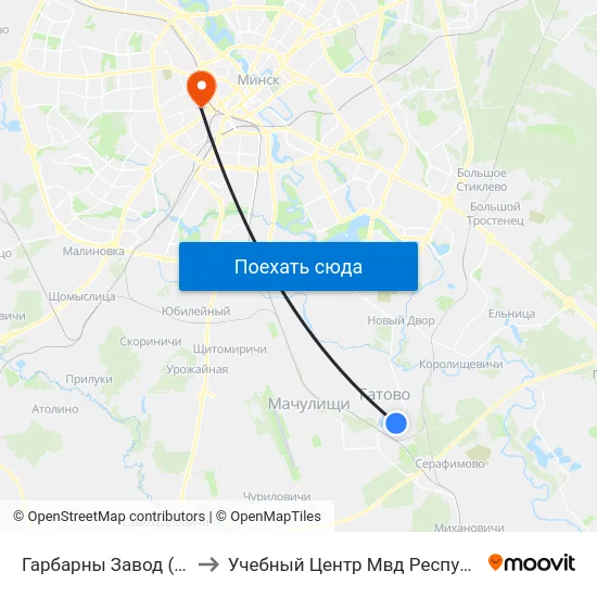 Гарбарны Завод (Кожзавод) to Учебный Центр Мвд Республики Беларусь map