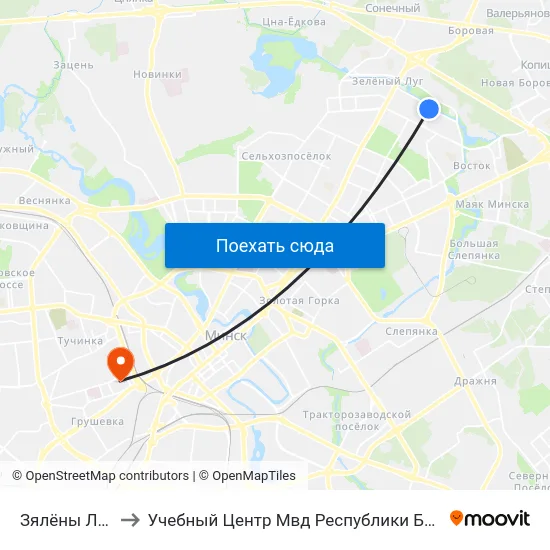 Зялёны Луг-1 to Учебный Центр Мвд Республики Беларусь map