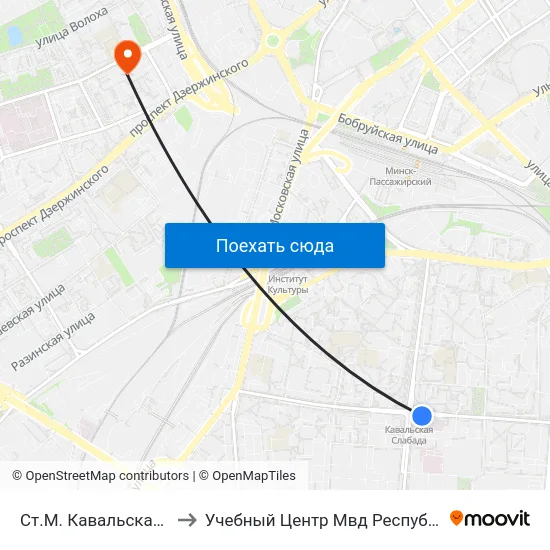 Ст.М. Кавальская Слабада to Учебный Центр Мвд Республики Беларусь map