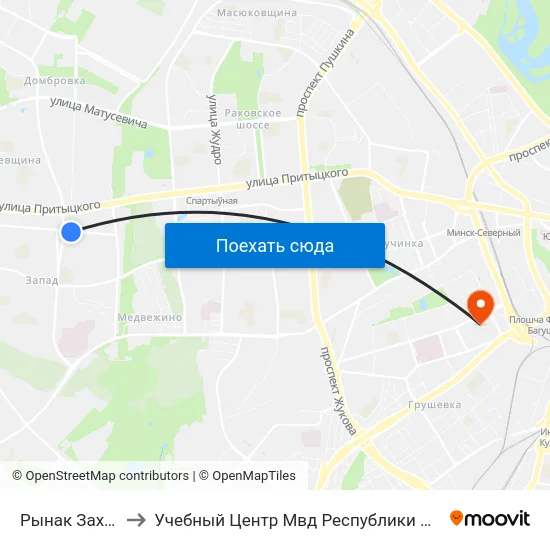 Рынак Заходнi to Учебный Центр Мвд Республики Беларусь map