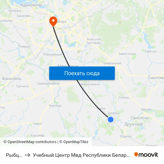 Рыбцы to Учебный Центр Мвд Республики Беларусь map