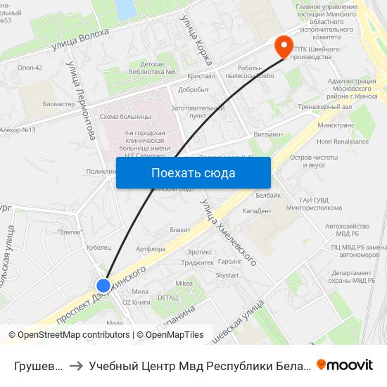 Грушевка to Учебный Центр Мвд Республики Беларусь map