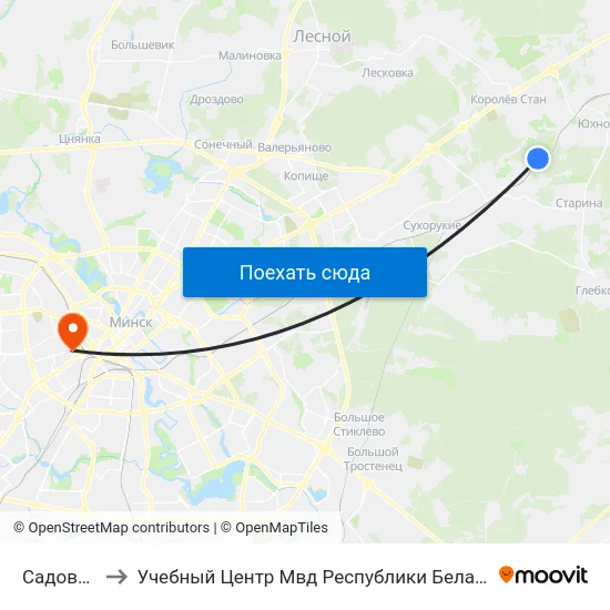 Садовый to Учебный Центр Мвд Республики Беларусь map