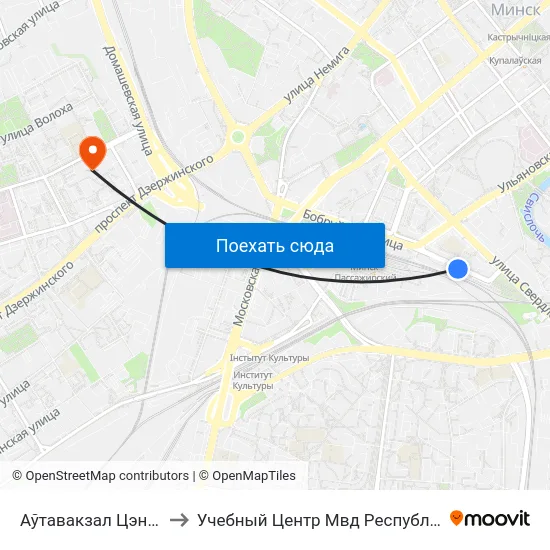 Аўтавакзал Цэнтральны to Учебный Центр Мвд Республики Беларусь map