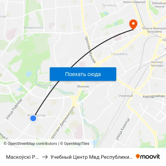 Маскоўскі Рынак to Учебный Центр Мвд Республики Беларусь map