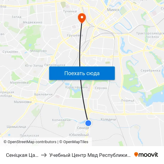 Сеніцкая Царква to Учебный Центр Мвд Республики Беларусь map