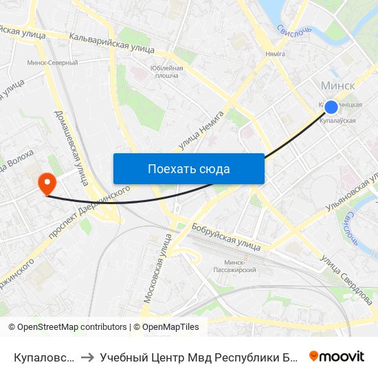 Купаловская to Учебный Центр Мвд Республики Беларусь map