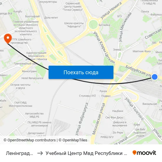 Ленінградская to Учебный Центр Мвд Республики Беларусь map