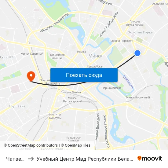 Чапаева to Учебный Центр Мвд Республики Беларусь map