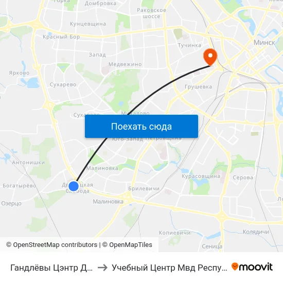 Гандлёвы Цэнтр Дзіамант Сіці to Учебный Центр Мвд Республики Беларусь map