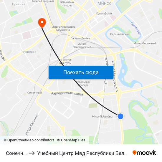 Сонечная to Учебный Центр Мвд Республики Беларусь map