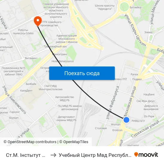 Ст.М. Інстытут Культуры to Учебный Центр Мвд Республики Беларусь map