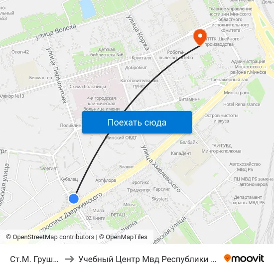 Ст.М. Грушаўка to Учебный Центр Мвд Республики Беларусь map