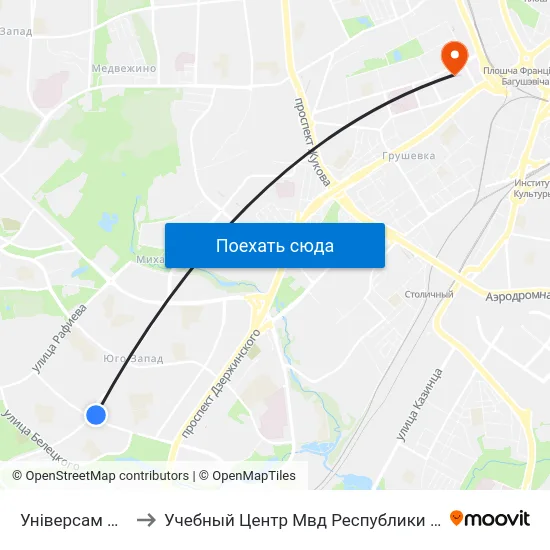 Універсам Брэст to Учебный Центр Мвд Республики Беларусь map