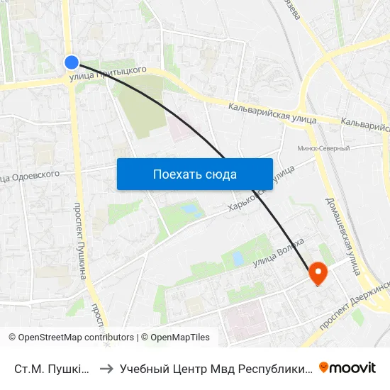 Ст.М. Пушкінская to Учебный Центр Мвд Республики Беларусь map