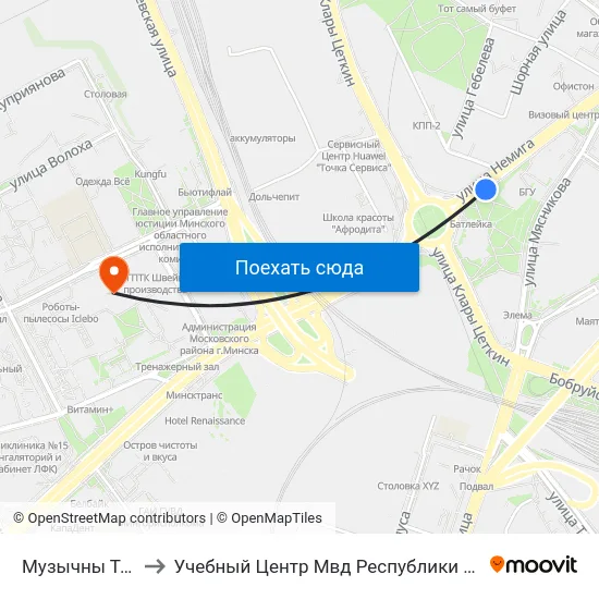 Музычны Тэатр to Учебный Центр Мвд Республики Беларусь map