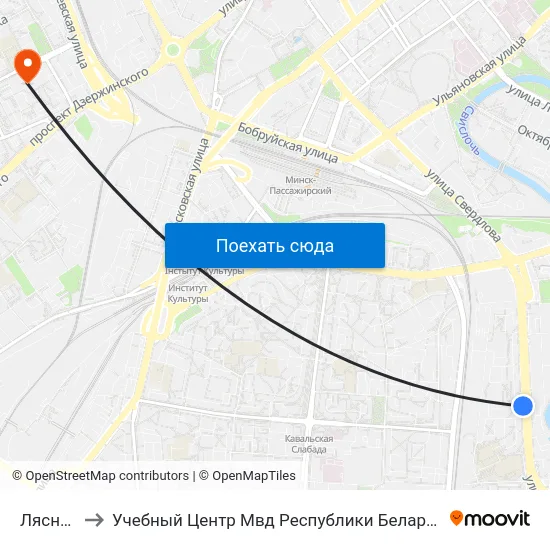 Лясная to Учебный Центр Мвд Республики Беларусь map