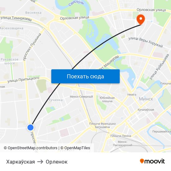 Харкаўская to Орленок map