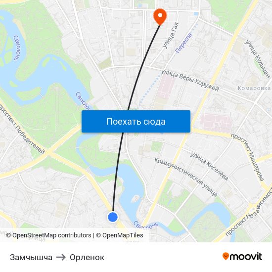 Замчышча to Орленок map