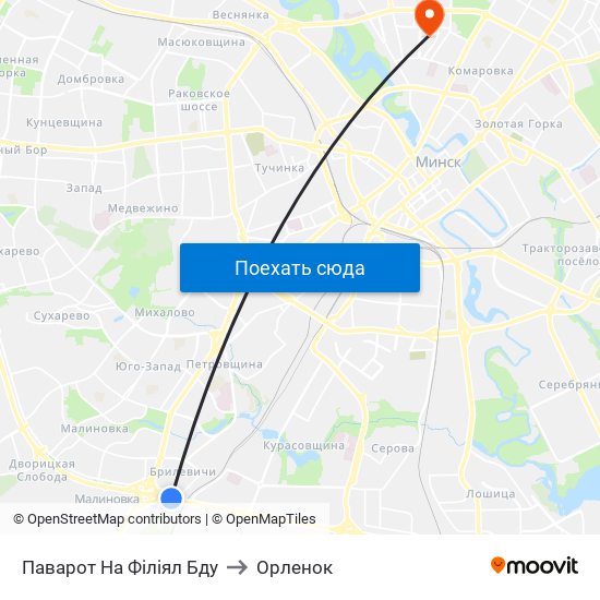Паварот На Філіял Бду to Орленок map