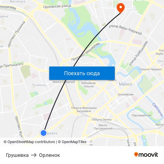 Грушевка to Орленок map