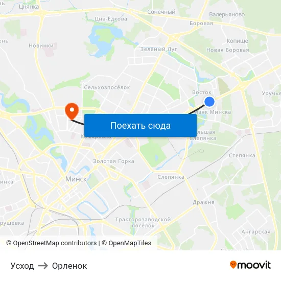 Усход to Орленок map