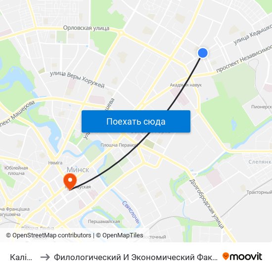 Калініна to Филологический И Экономический Факультеты Бгу map