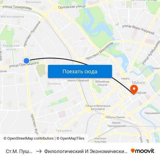 Ст.М. Пушкінская to Филологический И Экономический Факультеты Бгу map