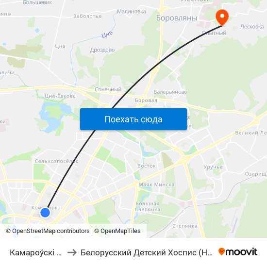 Камароўскі Рынак to Белорусский Детский Хоспис (Новое Здание) map