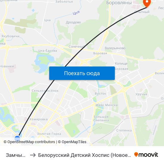 Замчышча to Белорусский Детский Хоспис (Новое Здание) map