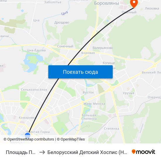 Площадь Победы to Белорусский Детский Хоспис (Новое Здание) map